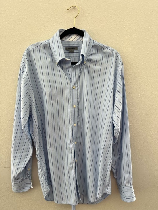 Johnston & Murphy Other - Johnston & Murphy Shirt Men’s Large Blue Stripe Button Down Cotton Dress Shirt